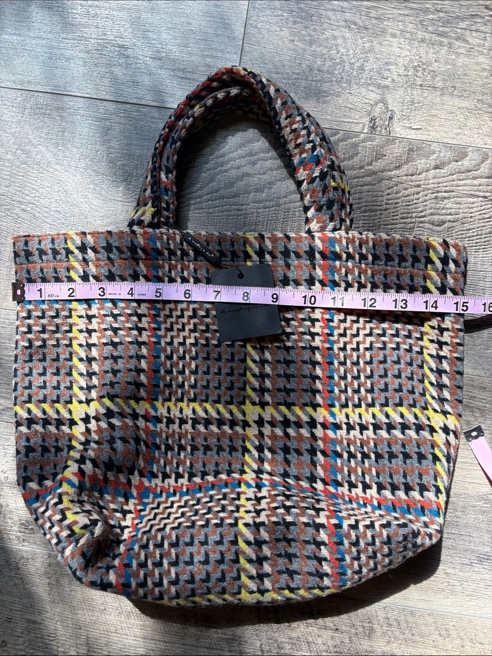 Multicolor Houndstooth Fall Tote - Picture 3 of 6